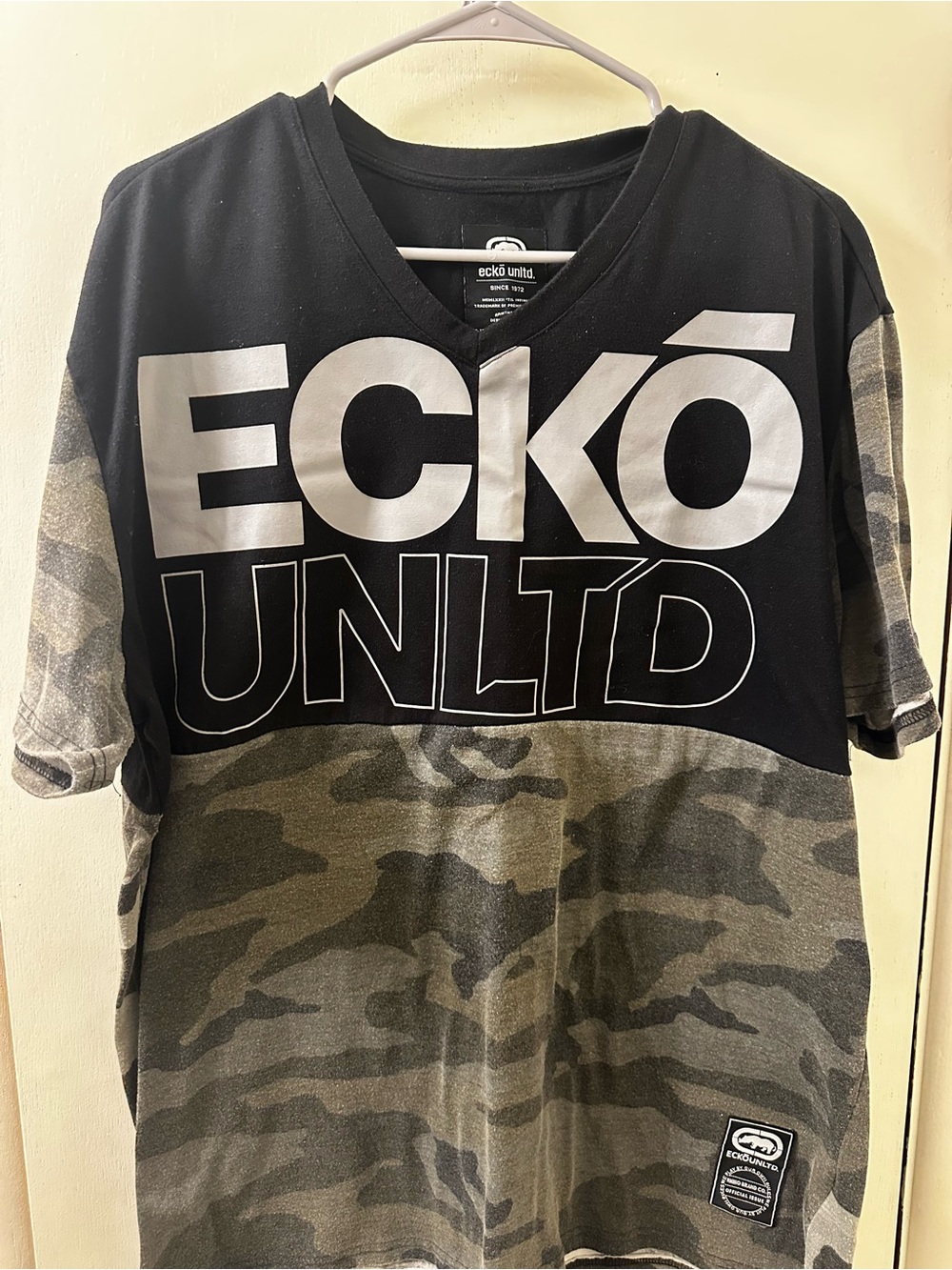 Ecko Unlimited Black & Camo Logo Patch Tee